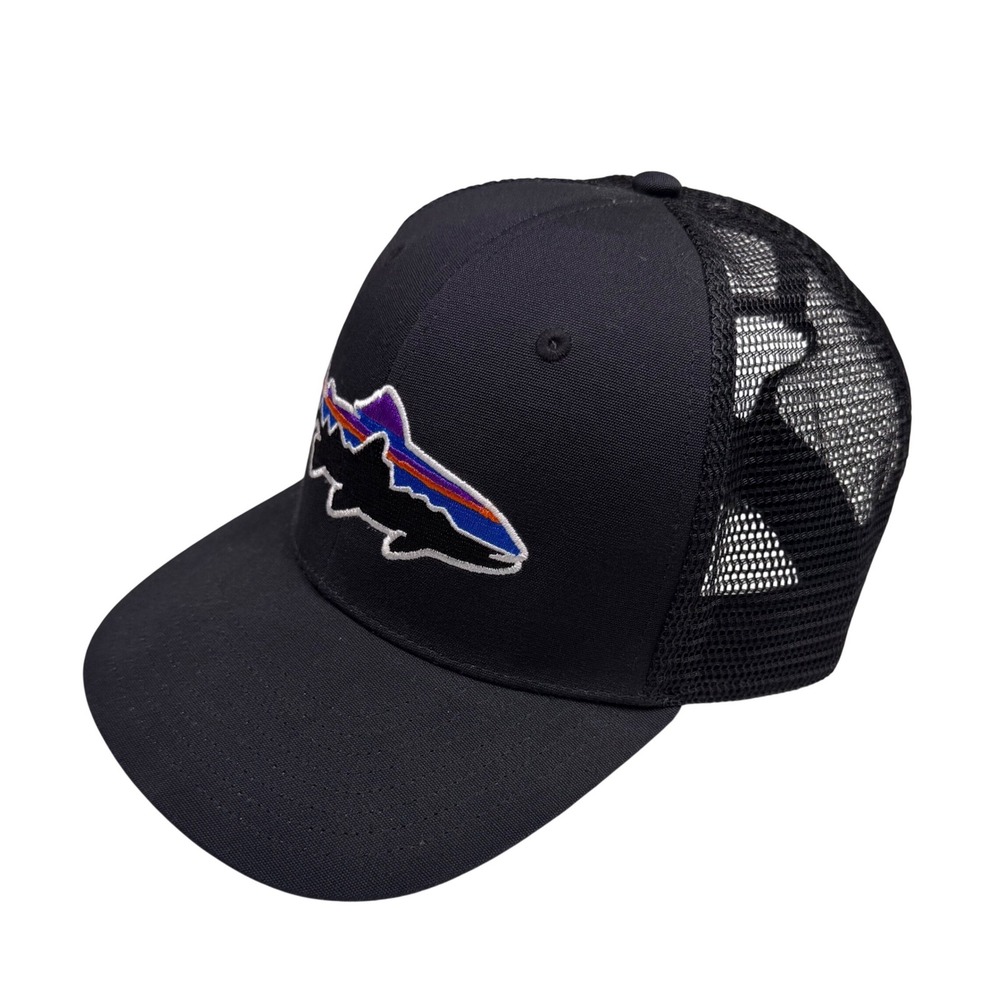 Patagonia Fitz Roy Trout Trucker Hat Black Mesh Snapback Cap 38288